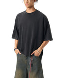 OBSIDIAN — Snow-Wash Raw-Hem Boxy Tee
