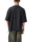 OBSIDIAN — Snow-Wash Raw-Hem Boxy Tee