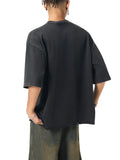 OBSIDIAN — Snow-Wash Raw-Hem Boxy Tee