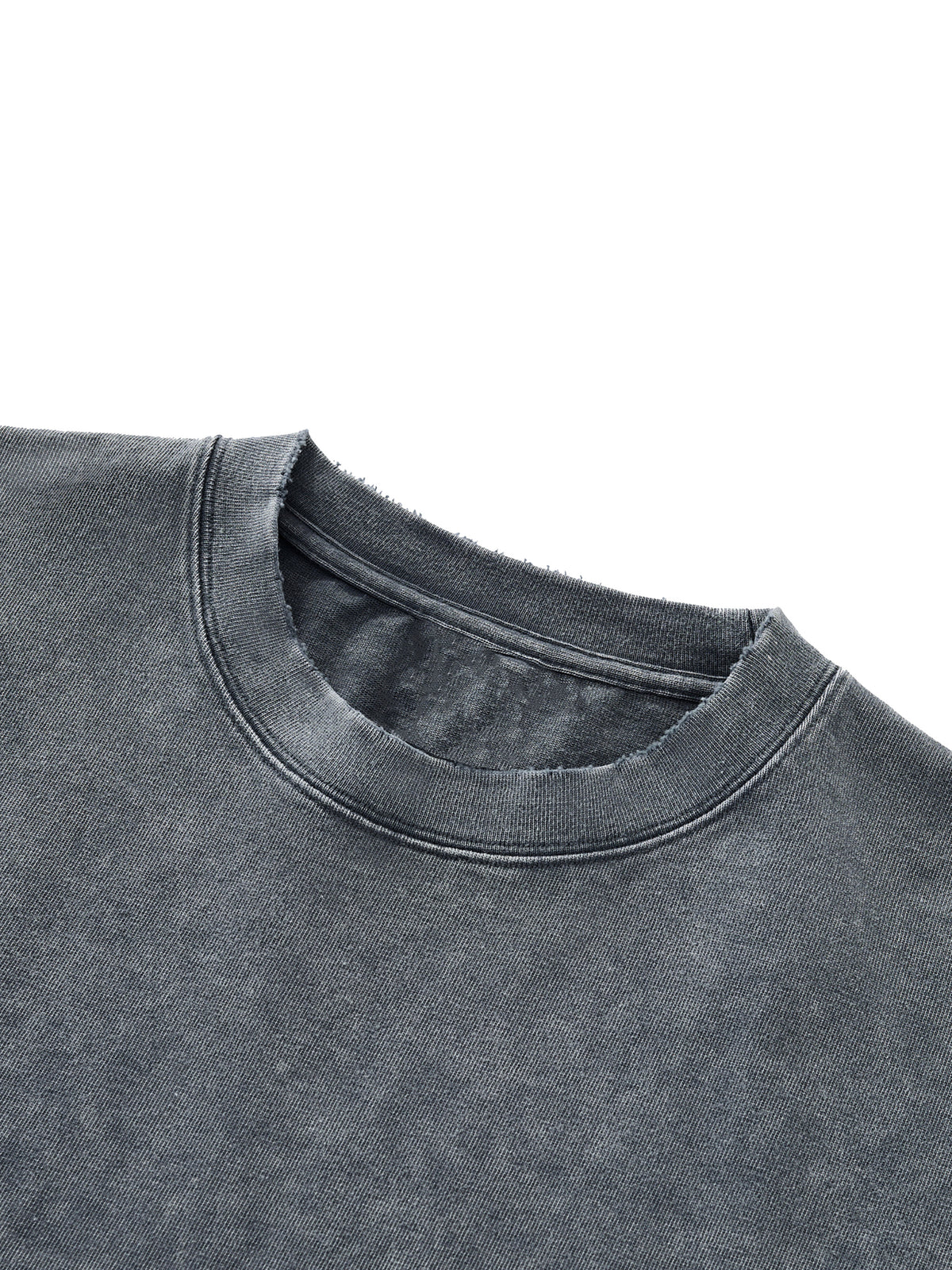 OBSIDIAN — Snow-Wash Raw-Hem Boxy Tee