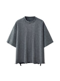 OBSIDIAN — Snow-Wash Raw-Hem Boxy Tee
