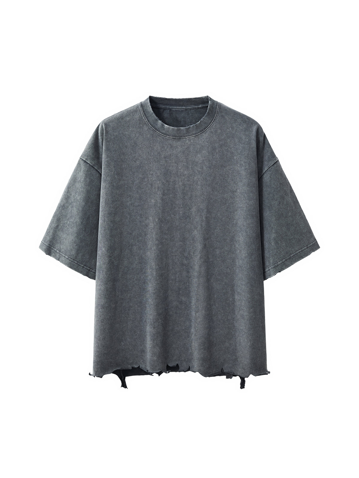 OBSIDIAN — Snow-Wash Raw-Hem Boxy Tee