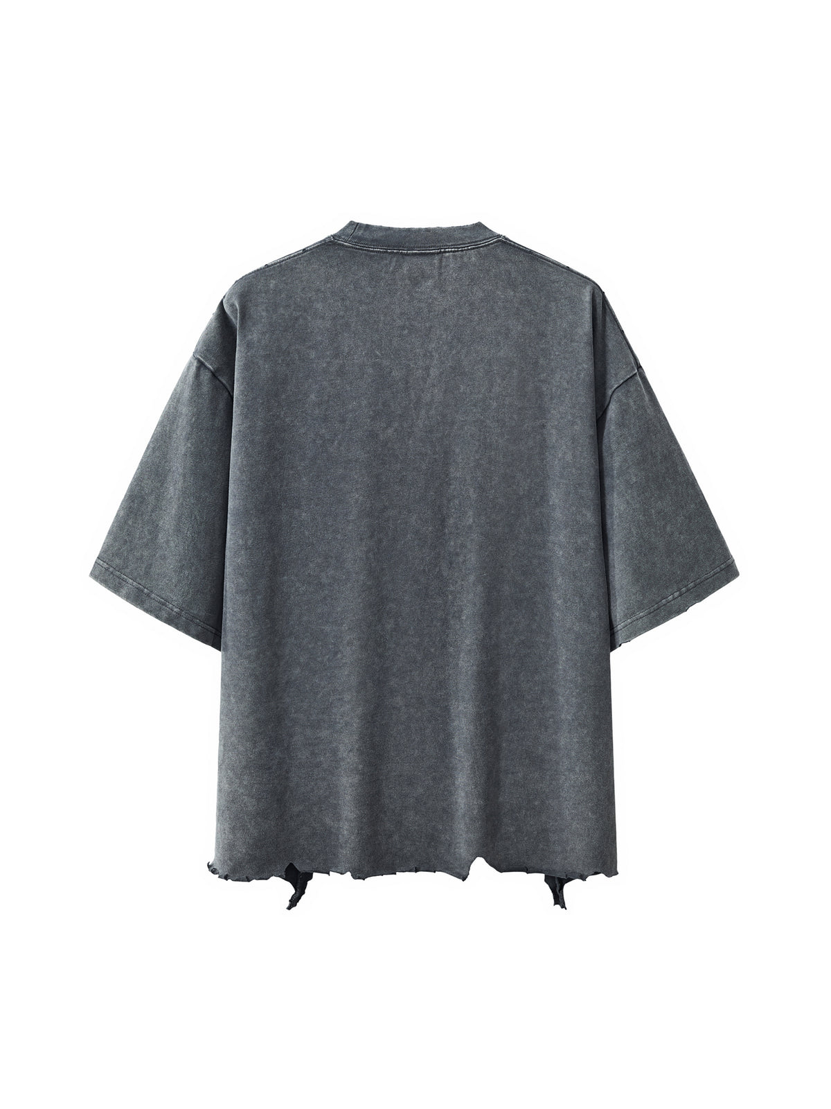 OBSIDIAN — Snow-Wash Raw-Hem Boxy Tee