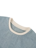 INDIGO — Raw-Hem Denim Boxy Tee