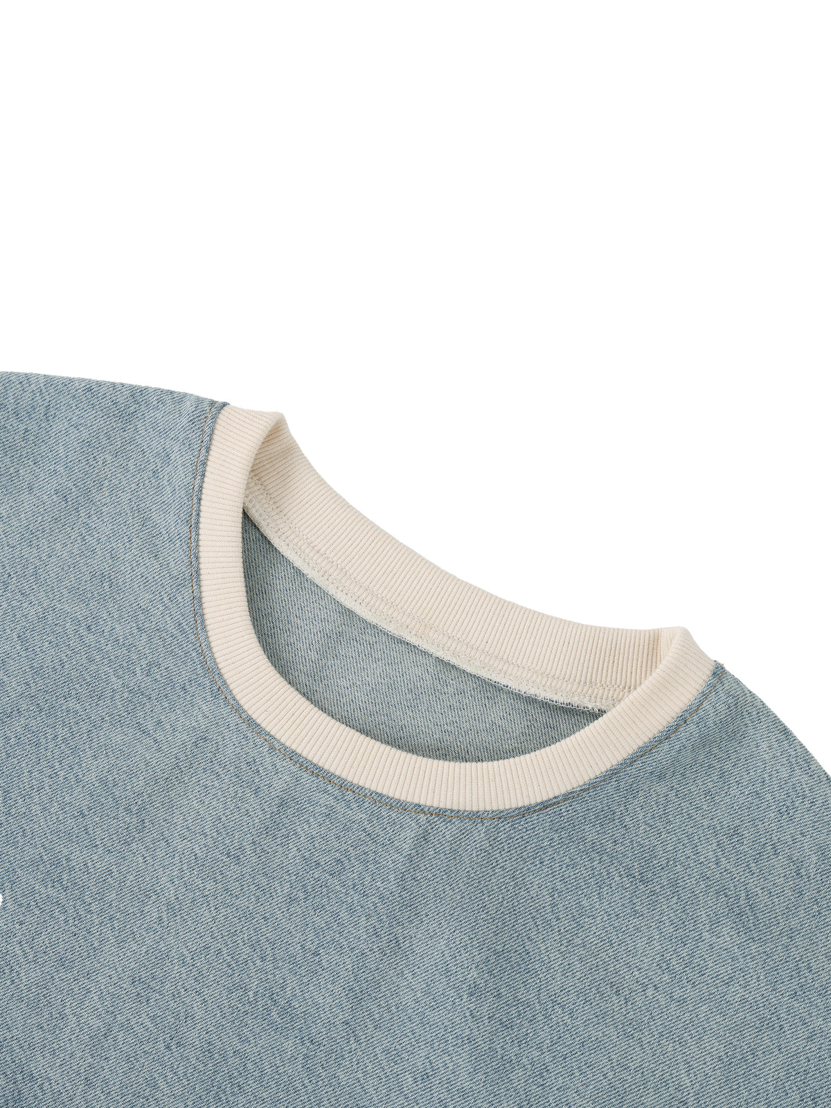 INDIGO — Raw-Hem Denim Boxy Tee