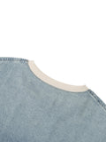 INDIGO — Raw-Hem Denim Boxy Tee