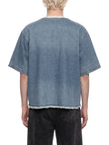 INDIGO — Raw-Hem Denim Boxy Tee