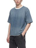 INDIGO — Raw-Hem Denim Boxy Tee