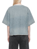 INDIGO — Raw-Hem Denim Boxy Tee
