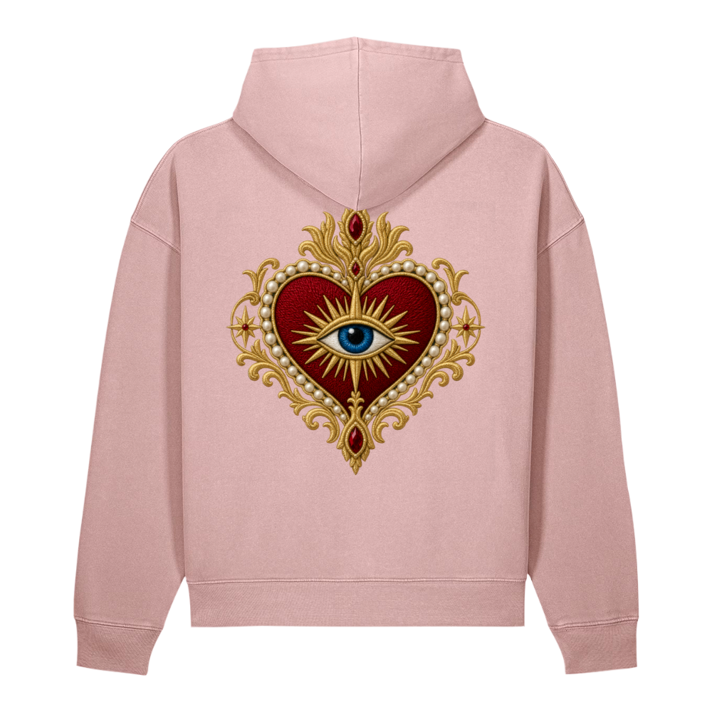 RUBY DEVOTION Atelier Hoodie in G. Dyed Blush, back view