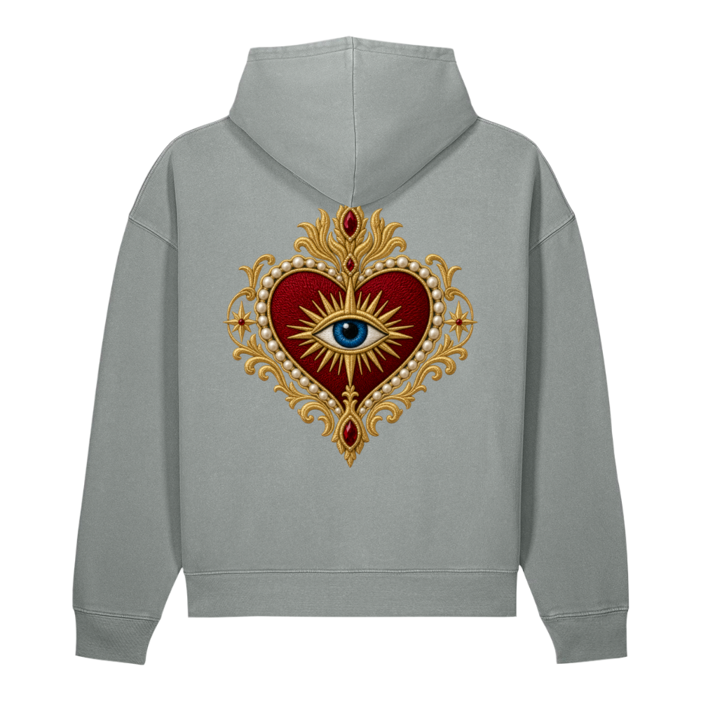 RUBY DEVOTION Atelier Hoodie in G. Dyed Misty Grey, back view