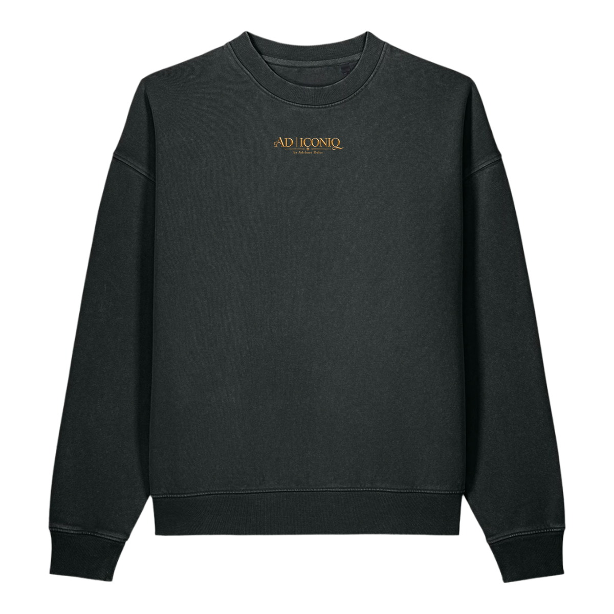 RUBY DEVOTION Essential Crewneck in G. Dyed Black Rock, front view