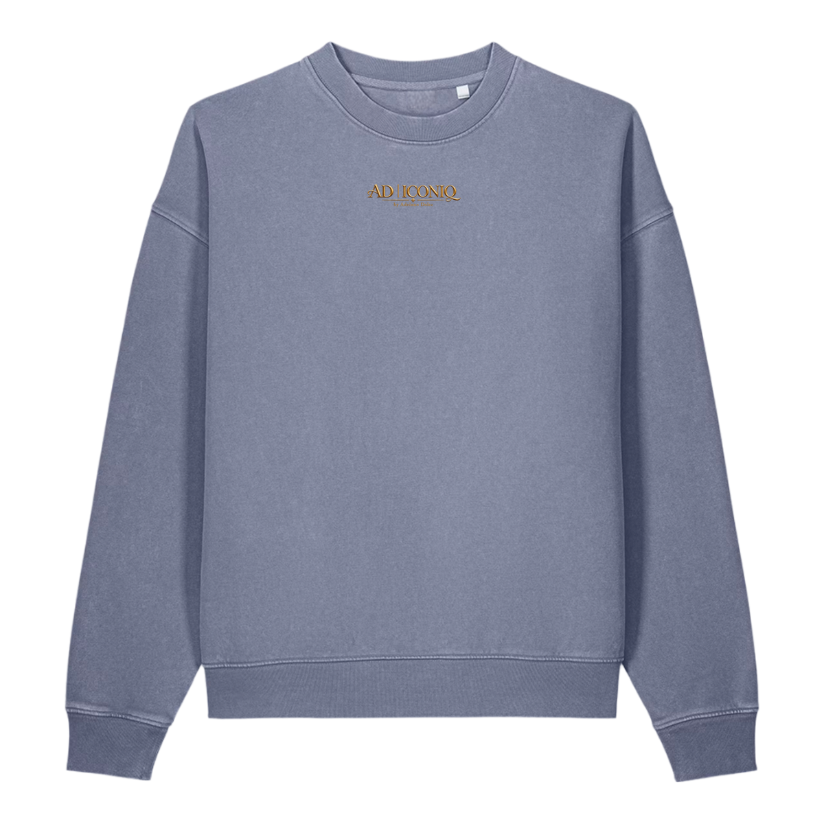 RUBY DEVOTION Essential Crewneck in G. Dyed Blue Grey, front view