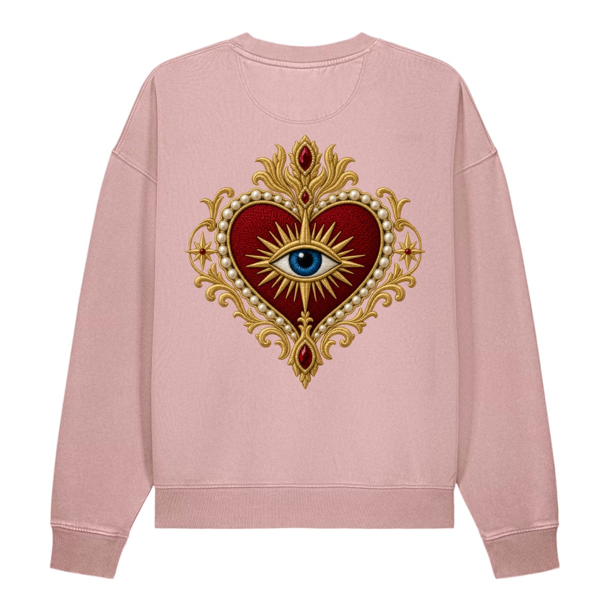 RUBY DEVOTION Essential Crewneck in G. Dyed Blush, back view